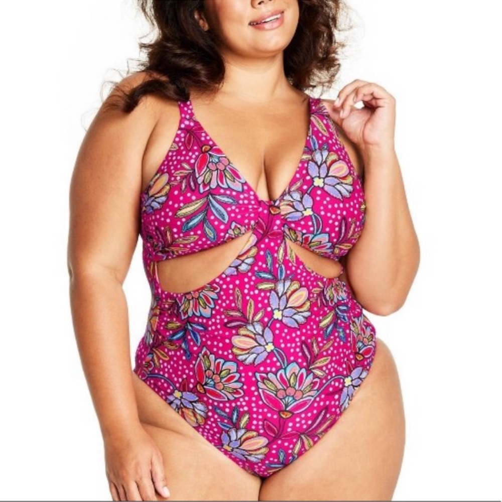 Tabitha Brown for Target Floral Print Cut Out One Piece Swimsuit - Size XL